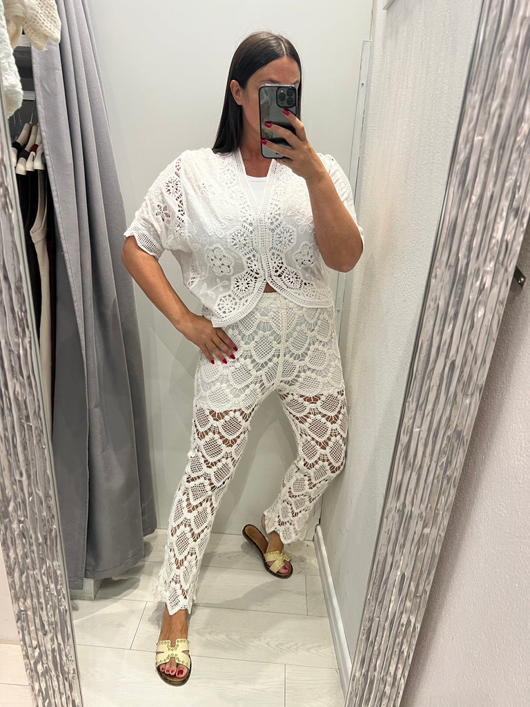 MSS💥HaveOne•Maglia cardigan crochet bianco