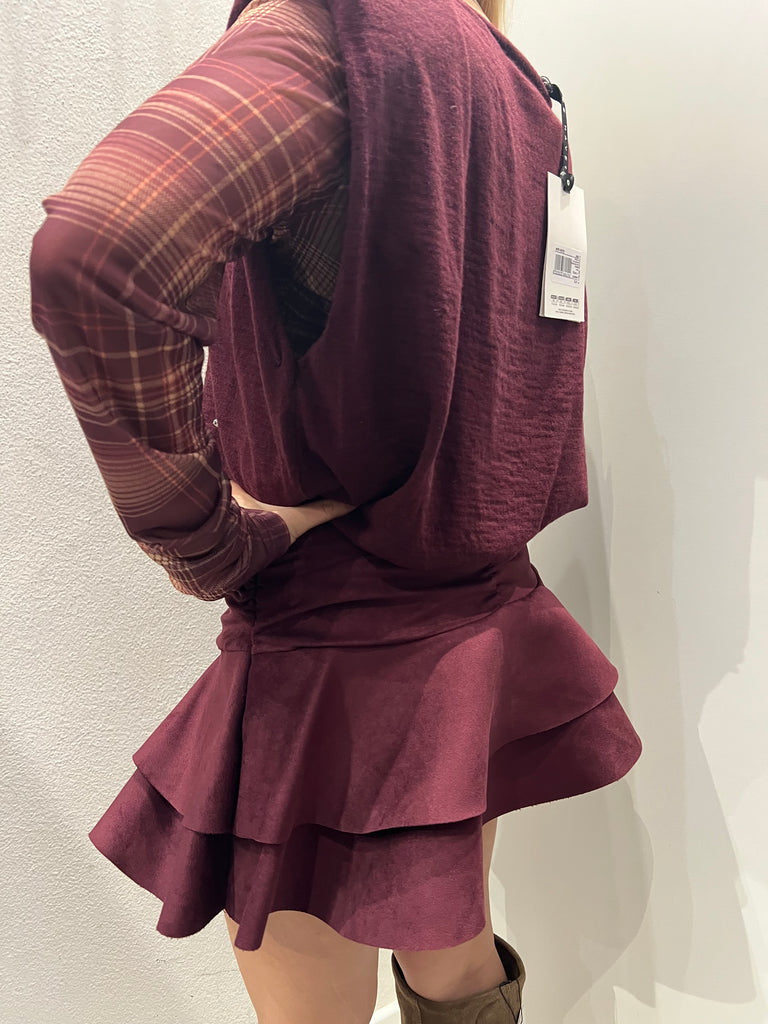 HaveOne•Gonna pantaloncino suede bordeaux