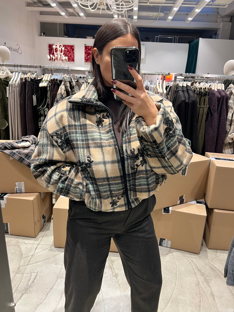 Philia Loft•Bomber check ricamo paillettes