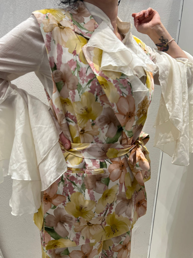 HaveOne•Gilet floreale con fusciacca