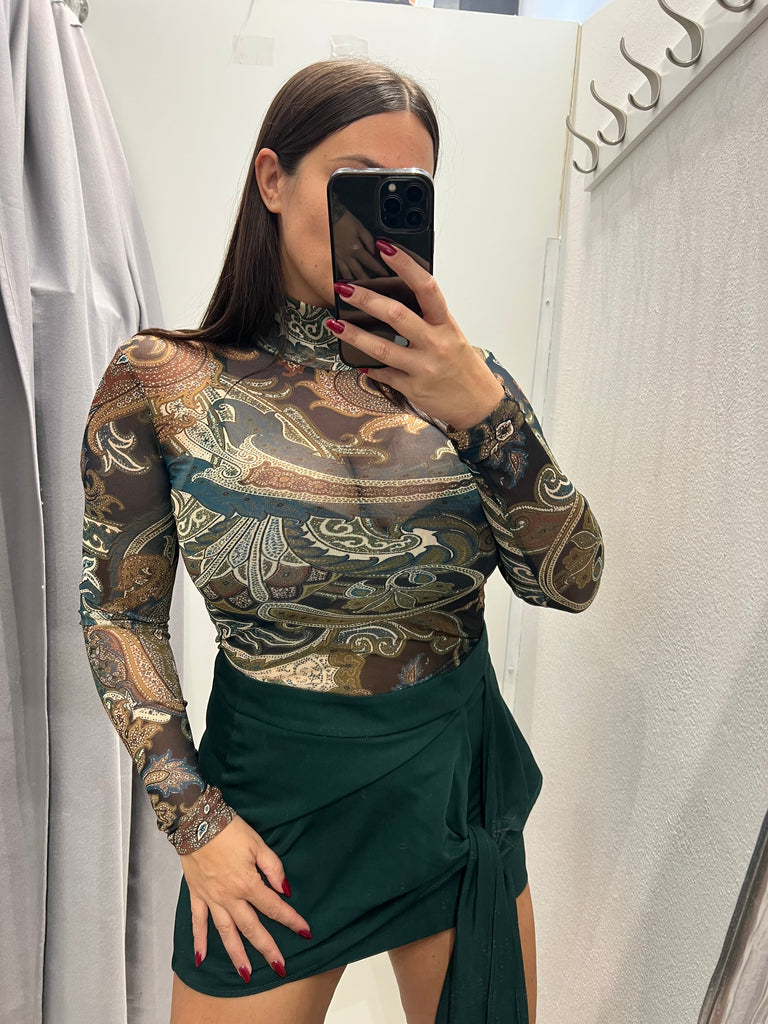 LUMINA•Gonna pantaloncino Verde bottiglia drappo