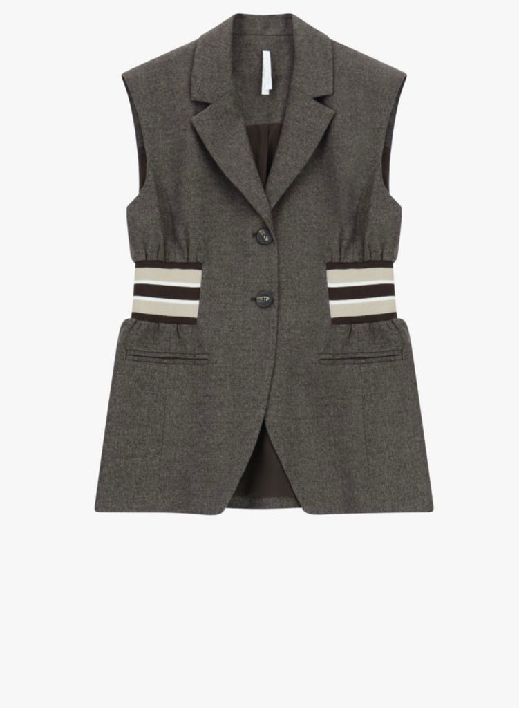 IMPERIAL•Gilet lungo con bottoni e dettaglio a righe