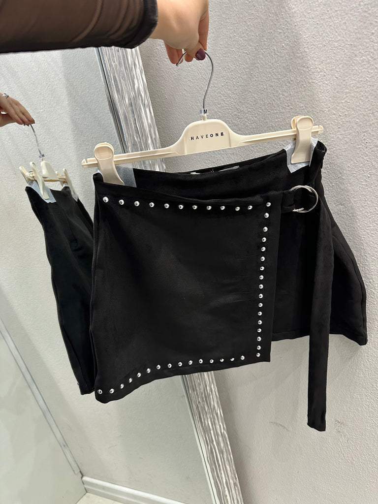 HaveOne•Gonna scamosciata con borchie