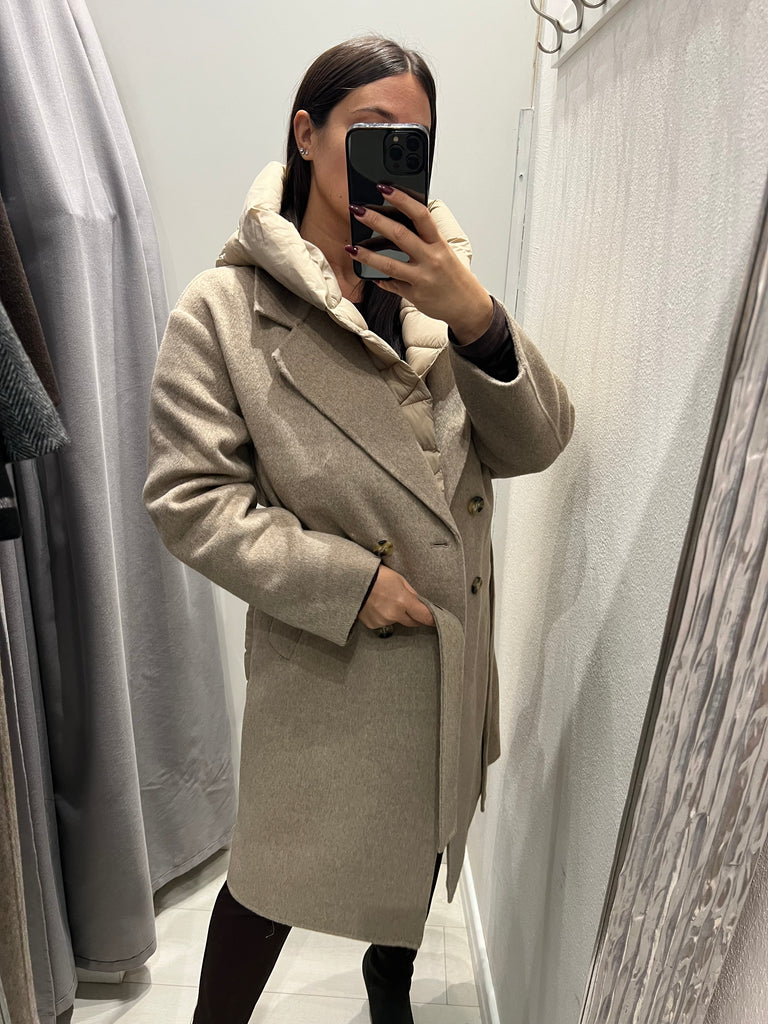 ViCOLO•Cappotto cappuccio removibile inserti piumino