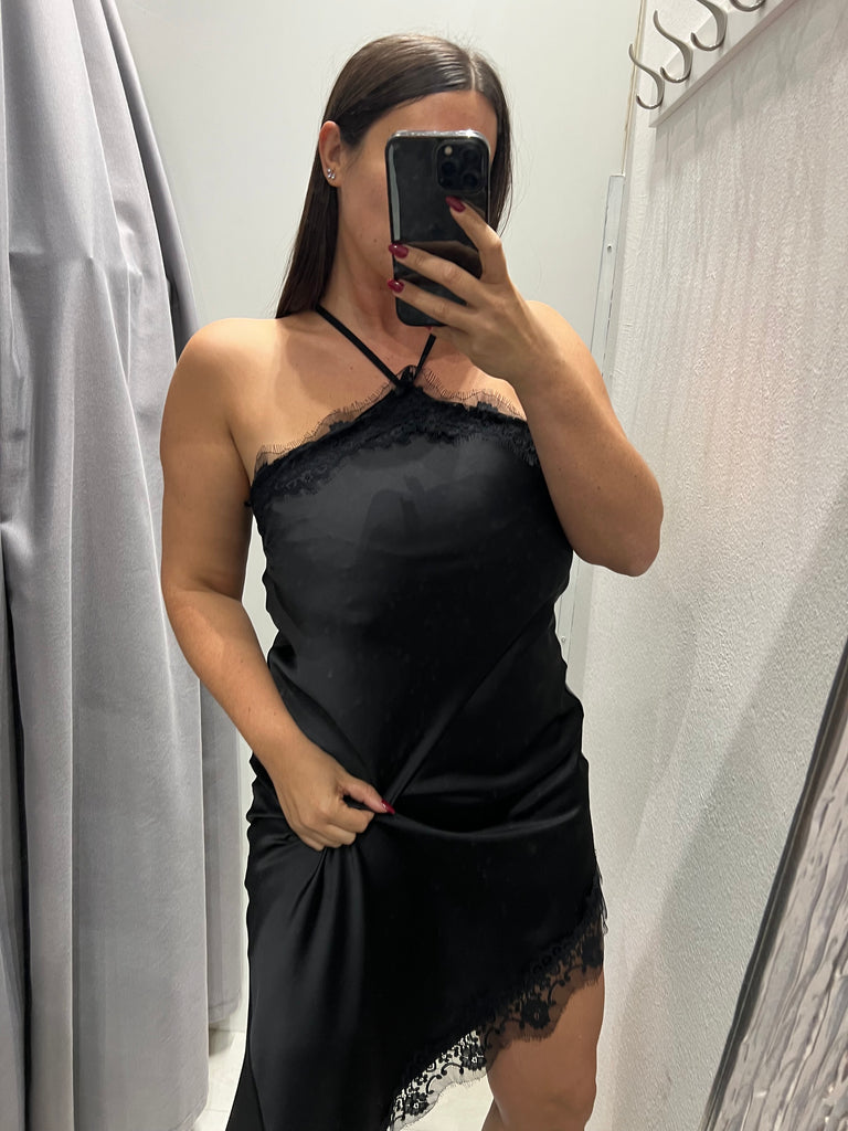 HaveOne•Abitino lingerie asimmetrico nero pizzo