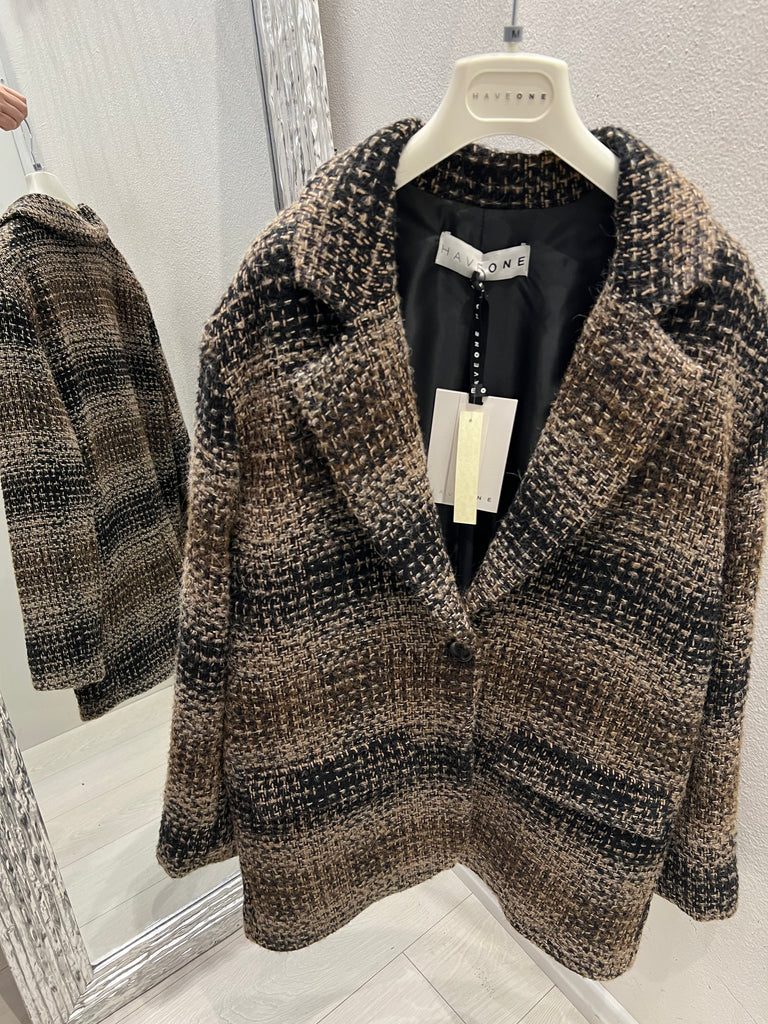 HaveOne•Giacca over effetto tweed