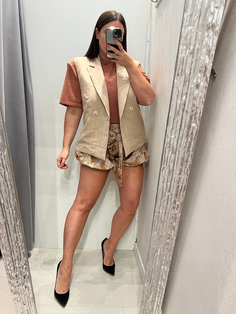 HaveOne•Gilet gessato rosa lurex