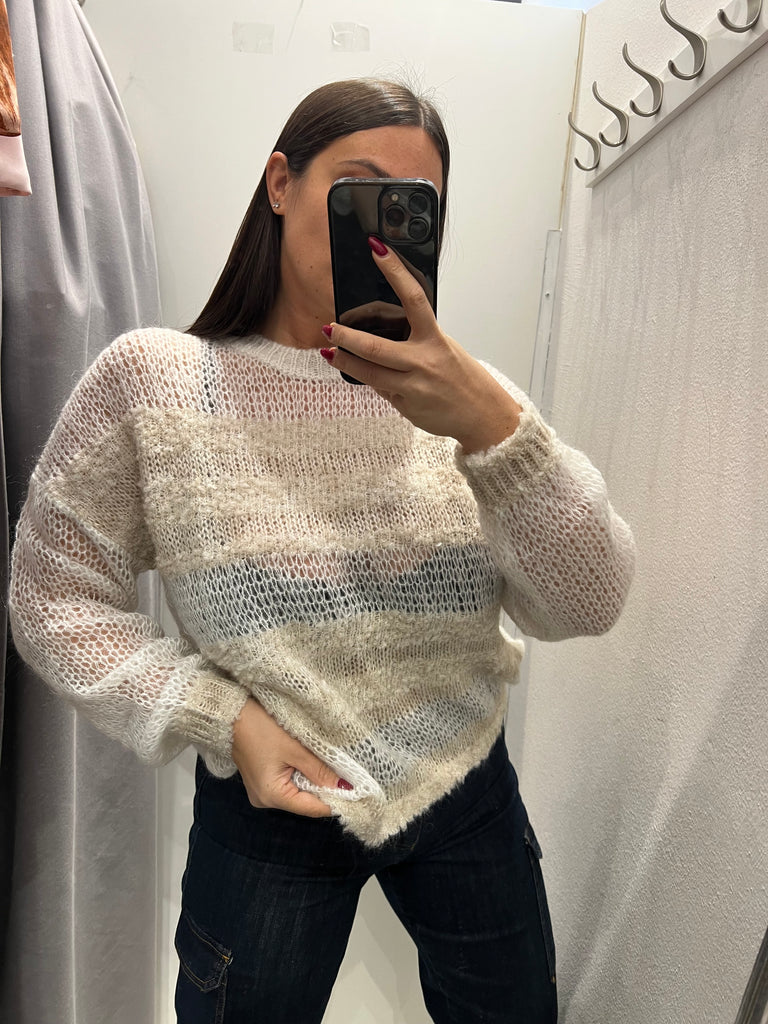 🚨KONTATTO•Maglione fasce effetto traforato•Più colori