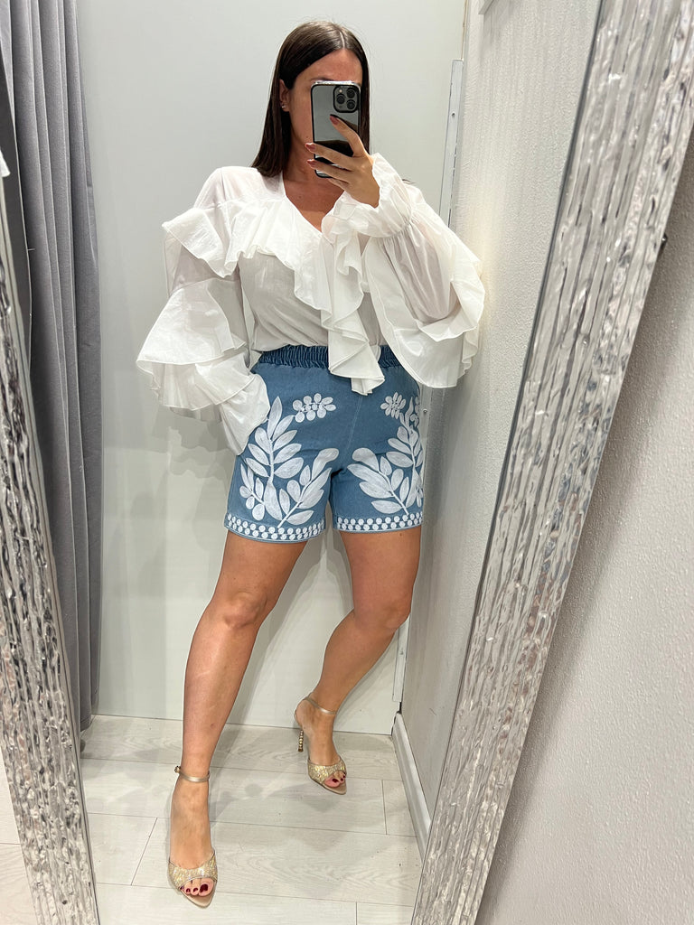 HaveOne•Camicia balze volant•Bianca