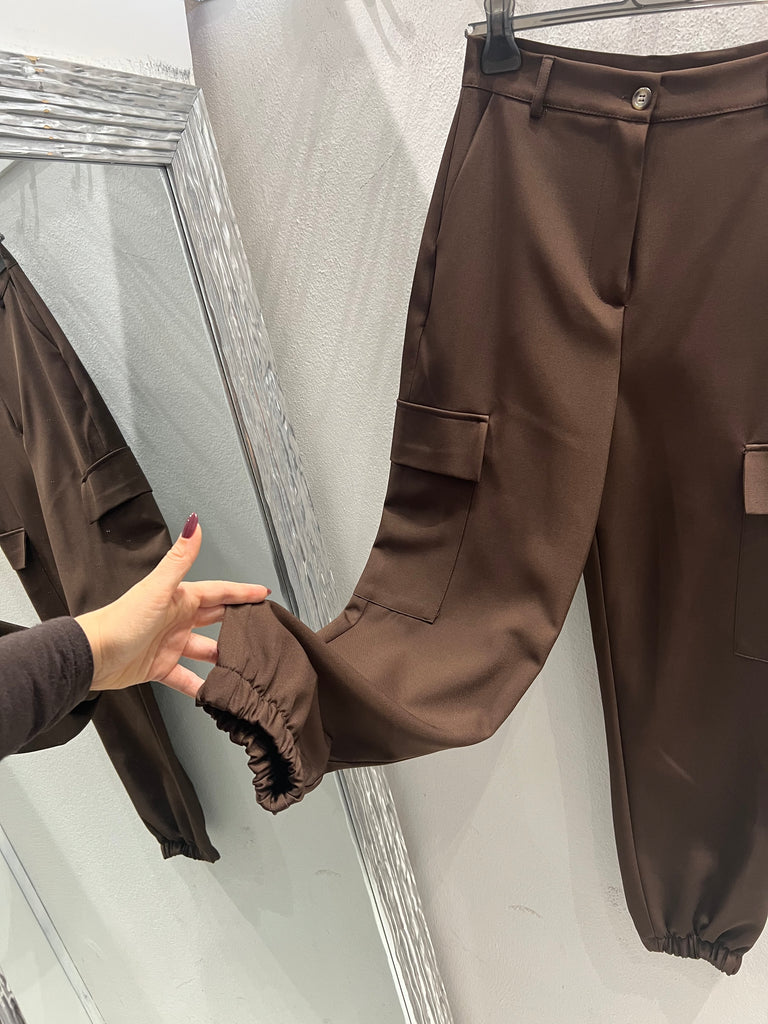 ViCOLO•Pantalone jogger cargo cioccolato