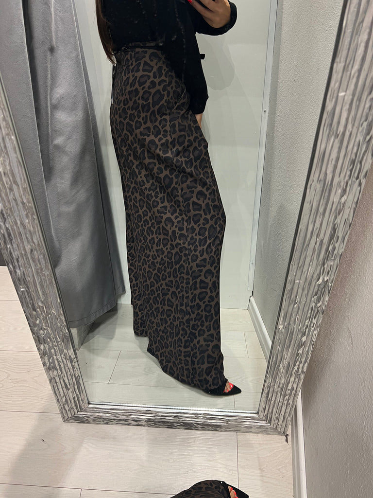 IMPERIAL•Pantalone best palazzo maculato con cinturino nero