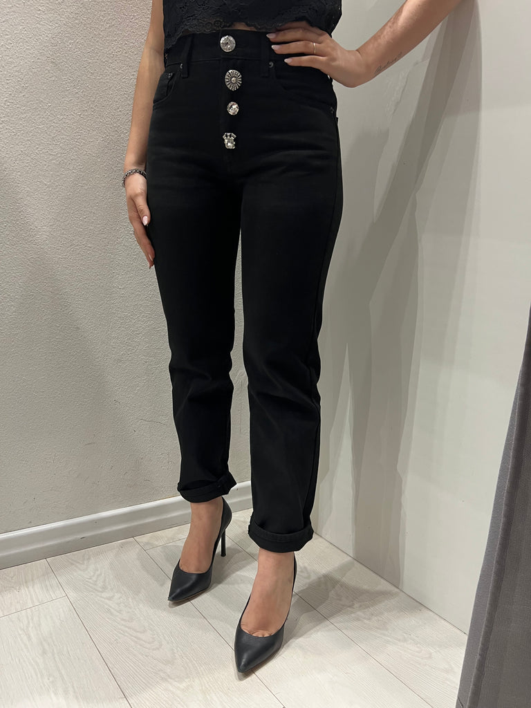 ViCOLO•Jeans Zoe bottoni gioiello nero