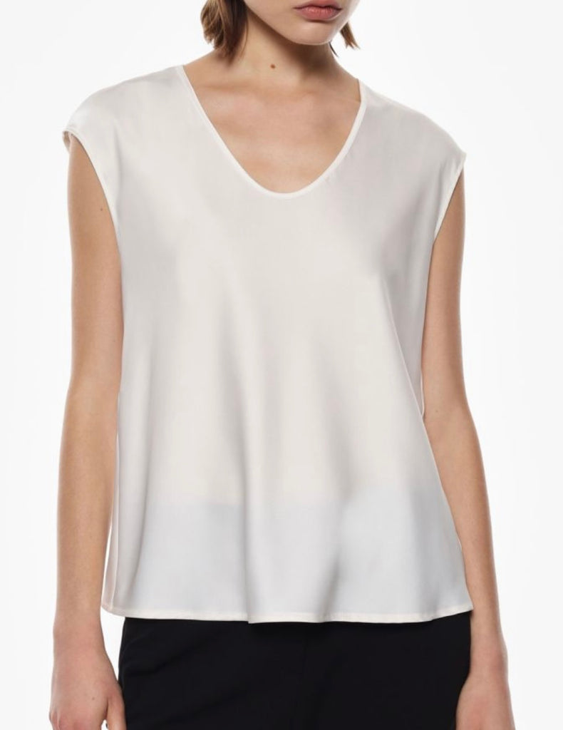 IMPERIAL•Maglia satin avorio scollo V