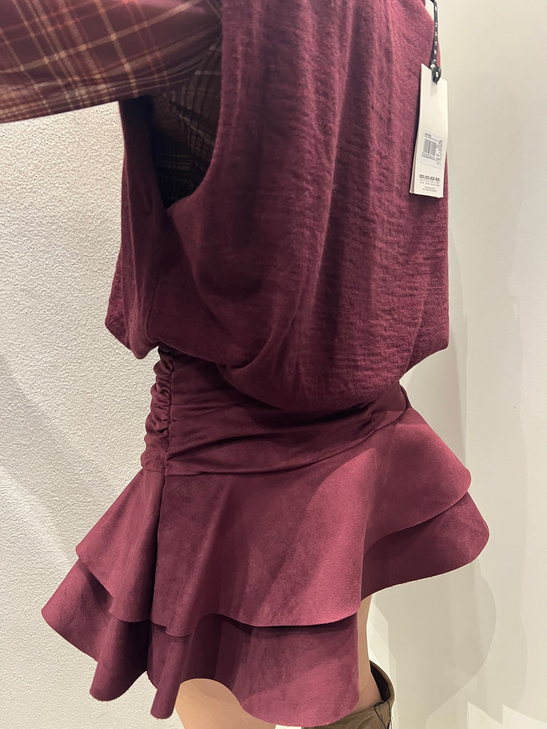 HaveOne•Gilet in maglia bordeaux con strass