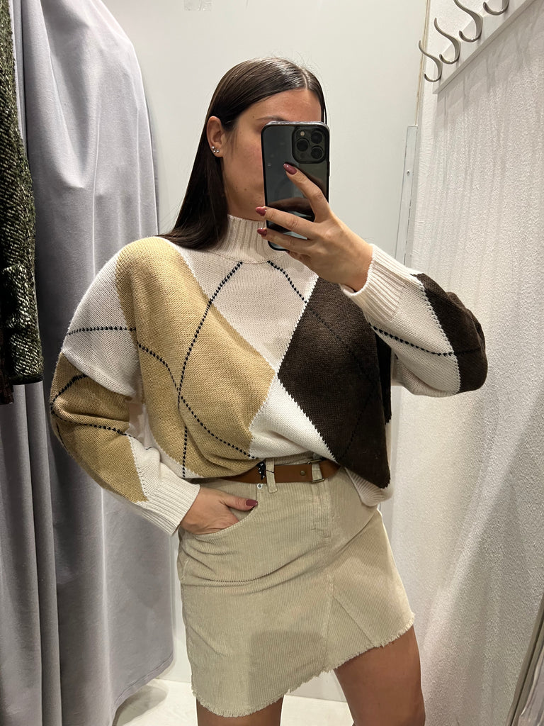 Philia Loft•Maglione lupetto ampio rombi•Più colori