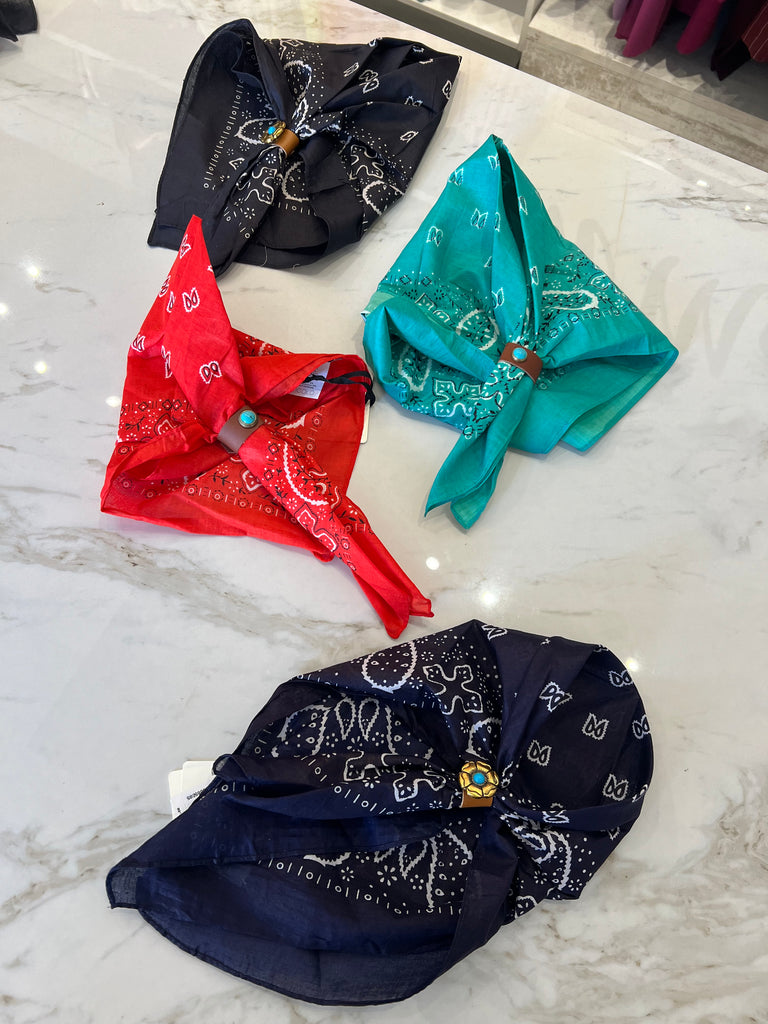 🚨ViCOLO•Bandana con fermaglio cuoio e pietra turchese•Più colori