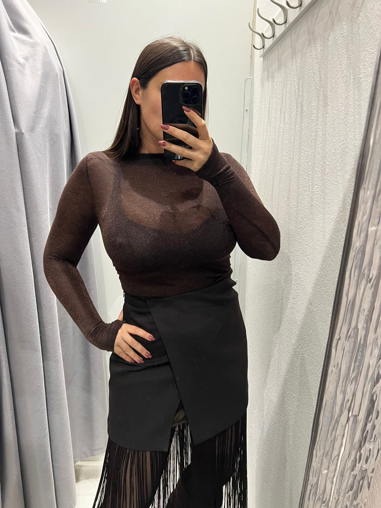 LUMINA•Maglia guantino lurex moro