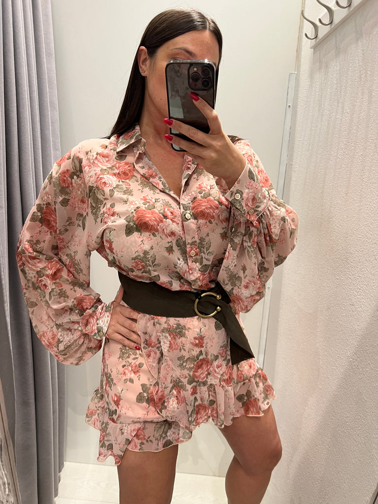ViCOLO•Camicia floreale base rosa