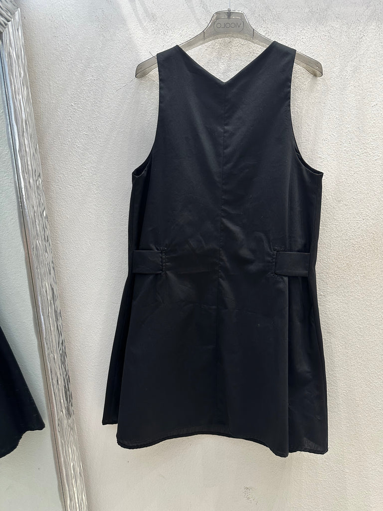 🚨ViCOLO•Abitino popeline di cotone scollo V•Nero