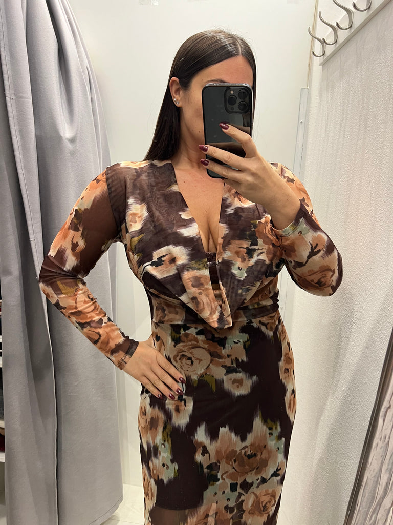 BLK30 LUMINA•Abito floreale stampa moro