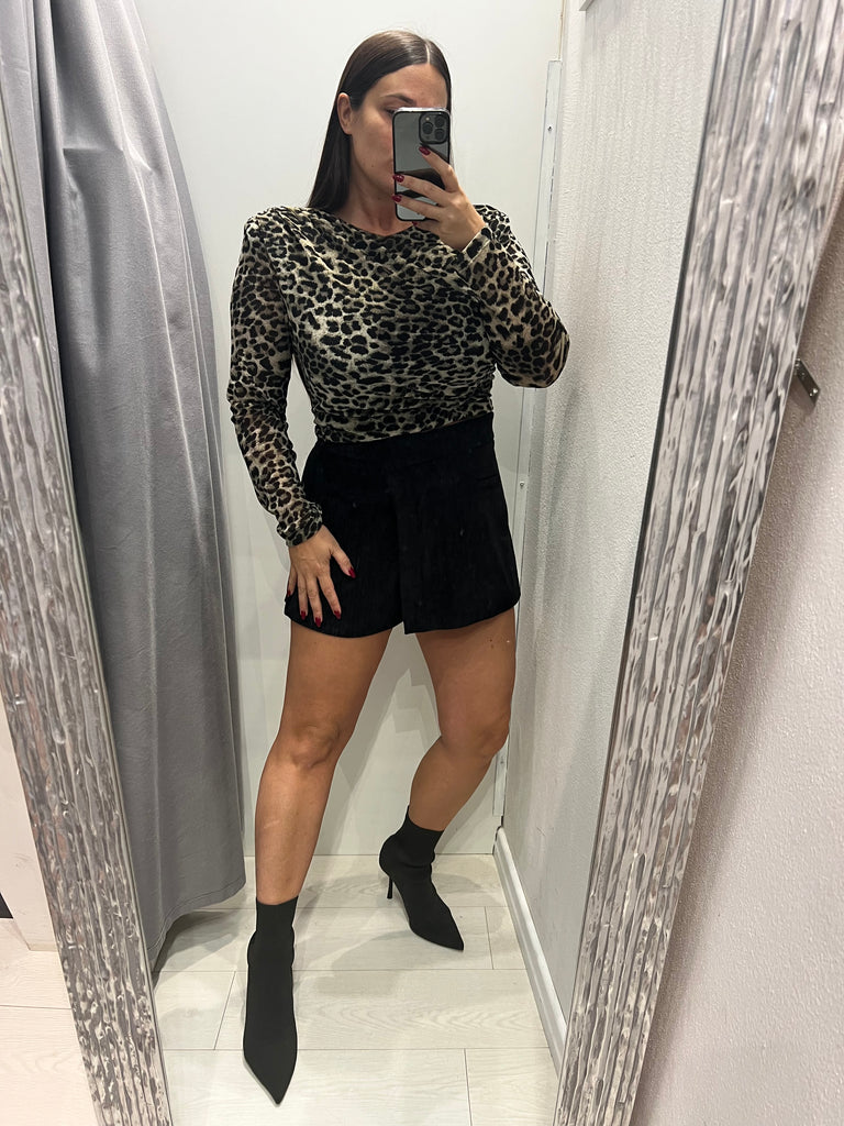 LUMINA•Gonna pantaloncino velluto•Nero