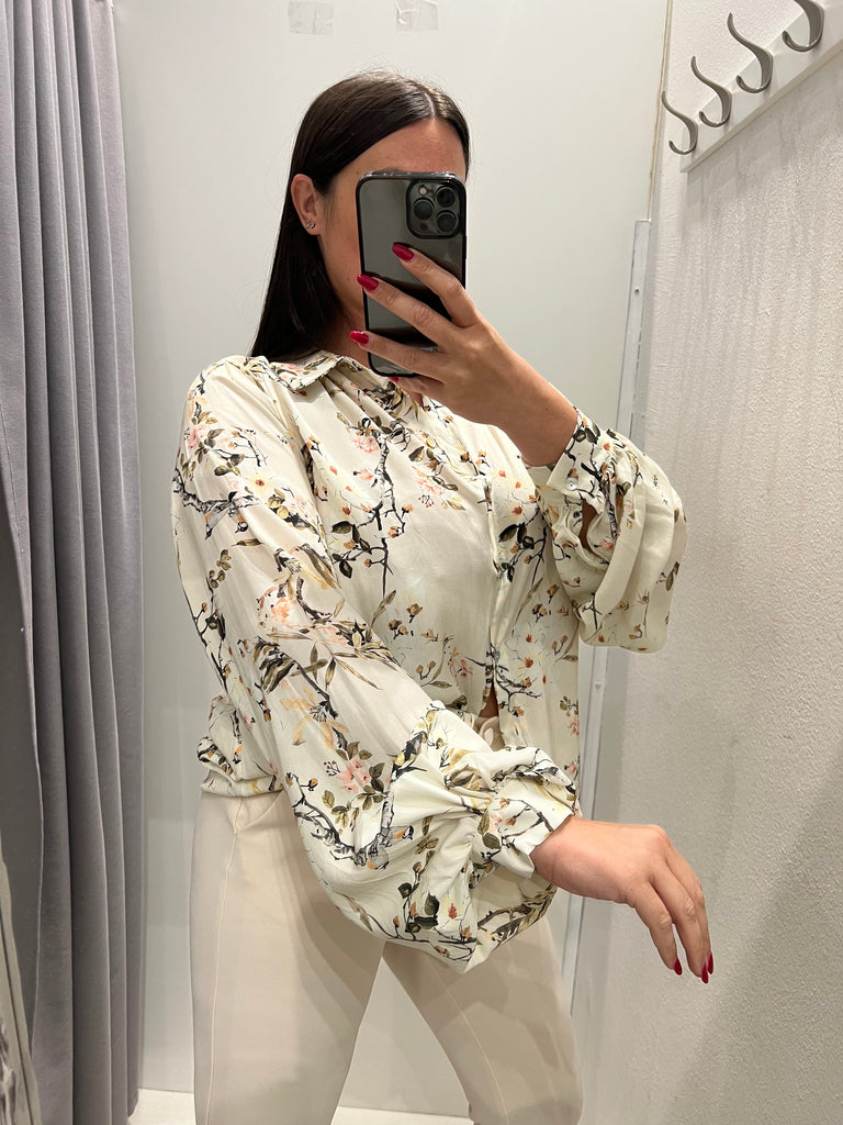 HaveOne•Camicia manica palloncino stampa Nature