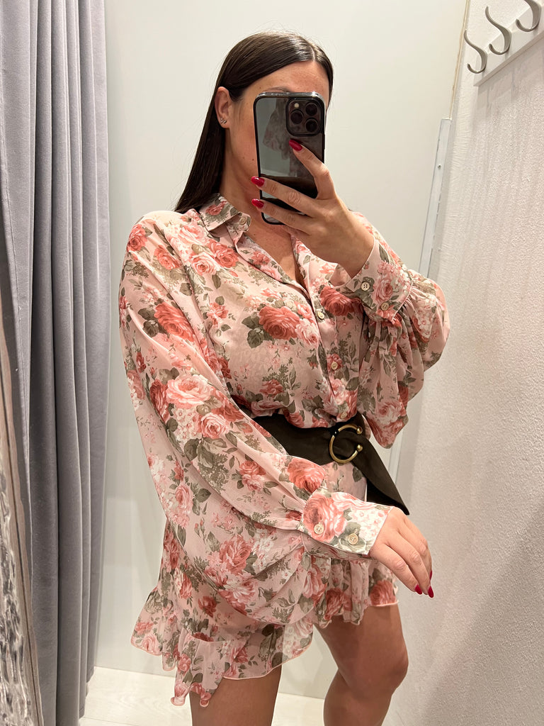 ViCOLO•Camicia floreale base rosa