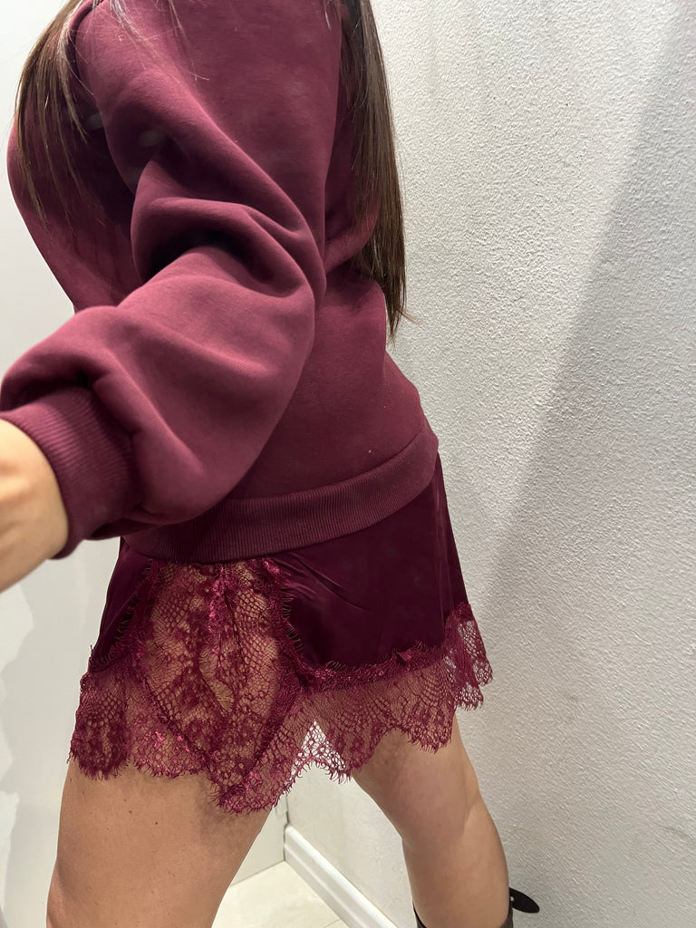 LUMINA•Abitino felpa e finale raso pizzo•Più colori