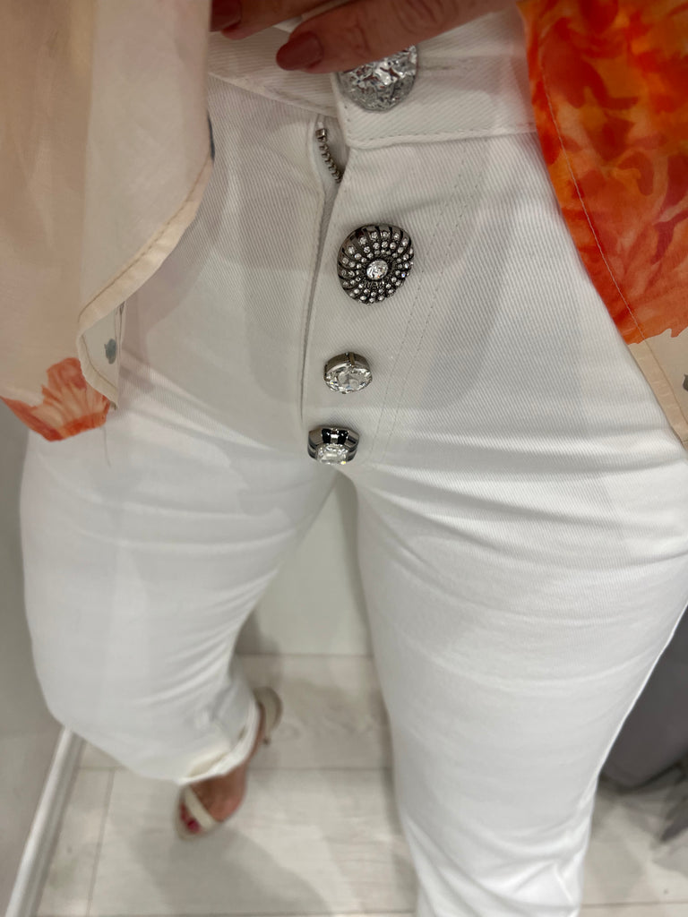ViCOLO•Jeans Zoe bottoni gioiello bianco