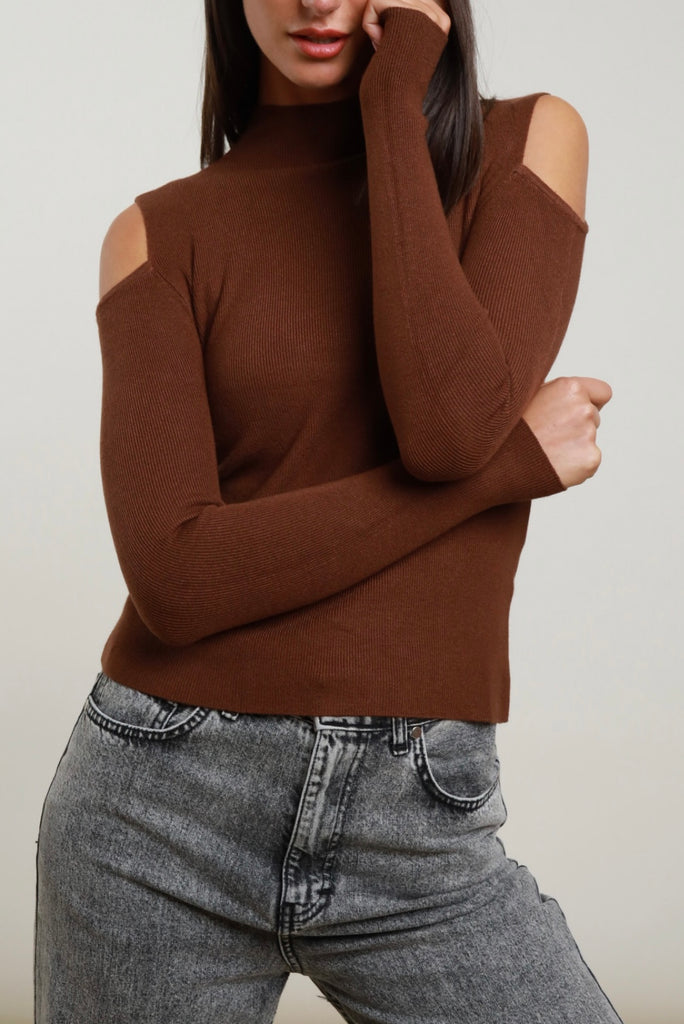 Maglioncino lupetto soffice viscosa apertura spalle•Più colori