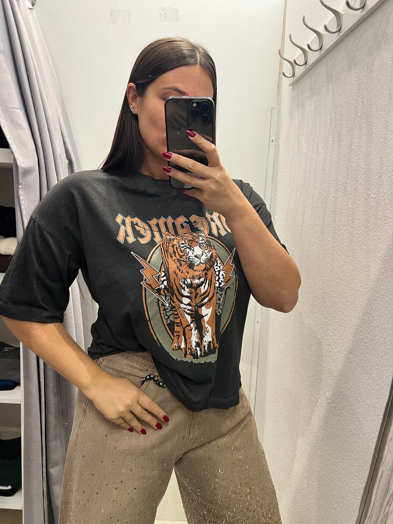 HaveOne•T-shirt tigre grigio/nero Dreamer