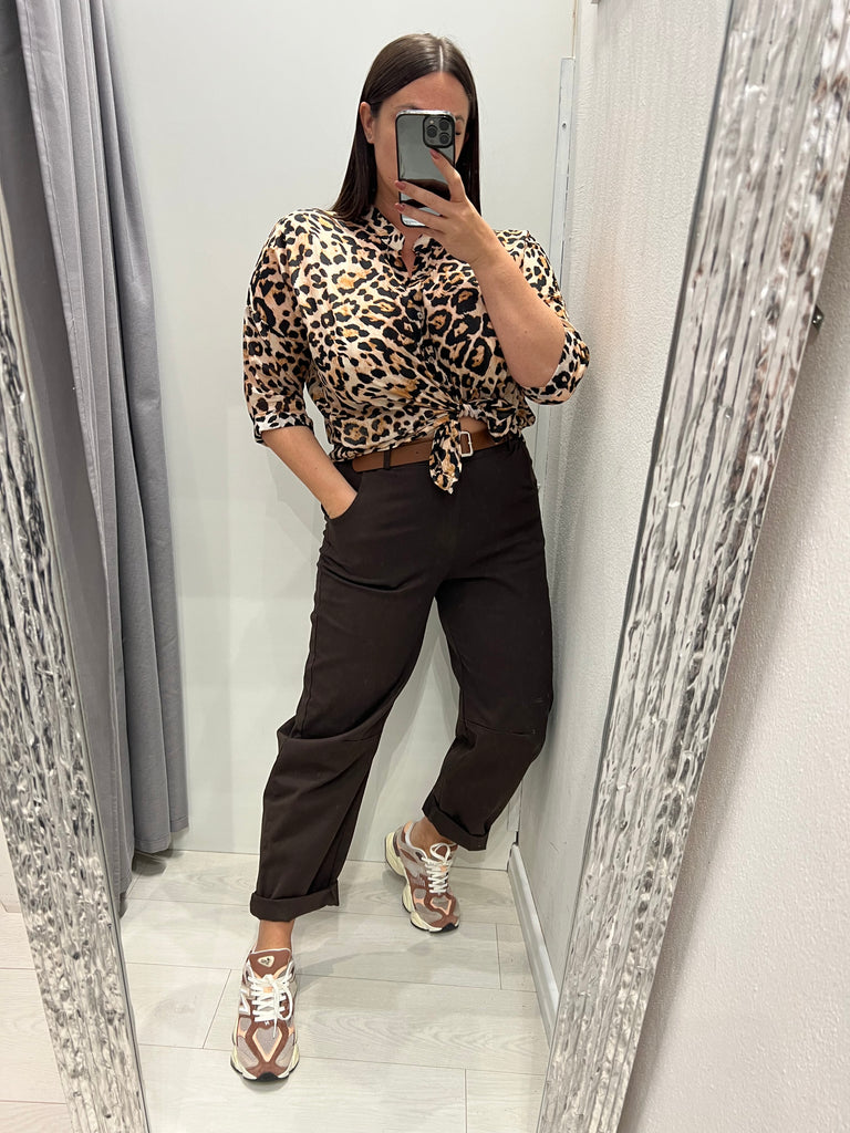 HaveOne•Camicia coreana in mussola maculata