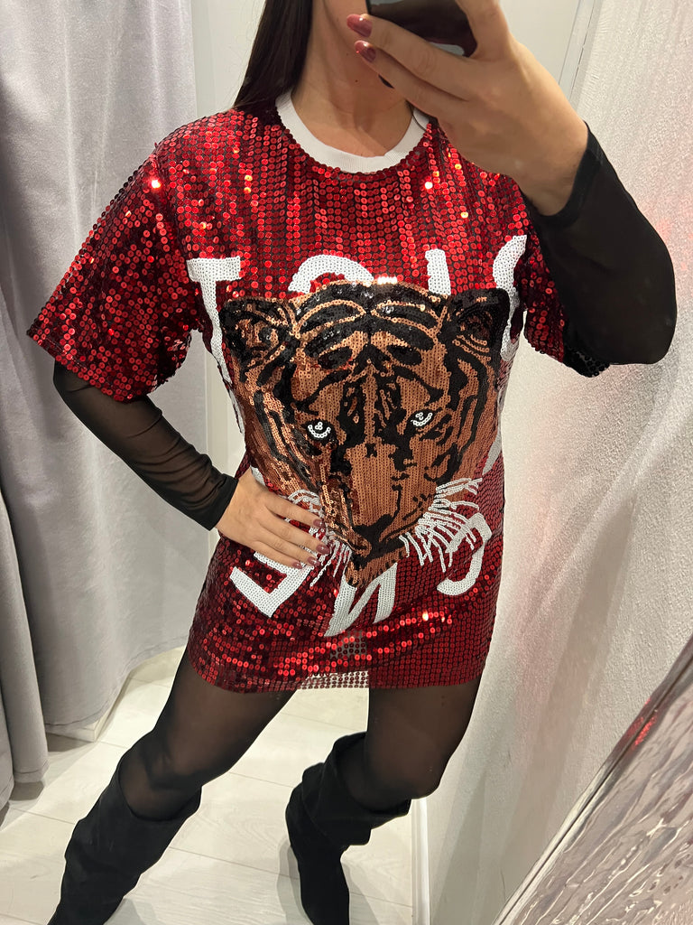 KONTATTO•Abitino paillettes tigre
