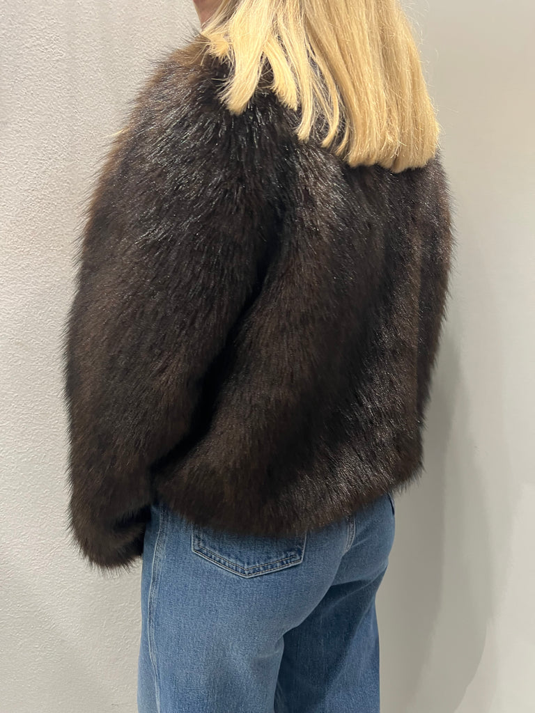 Philia Loft•Ecopelliccia crop bottoni clip