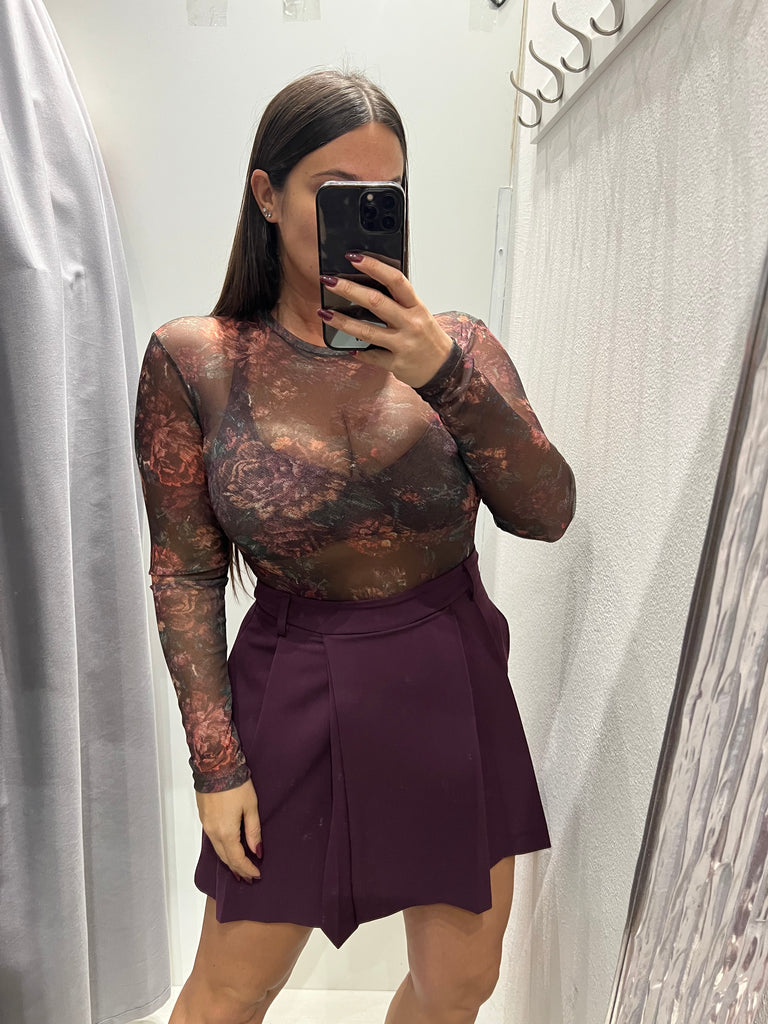 LUMINA•Body stampa floreale base moro