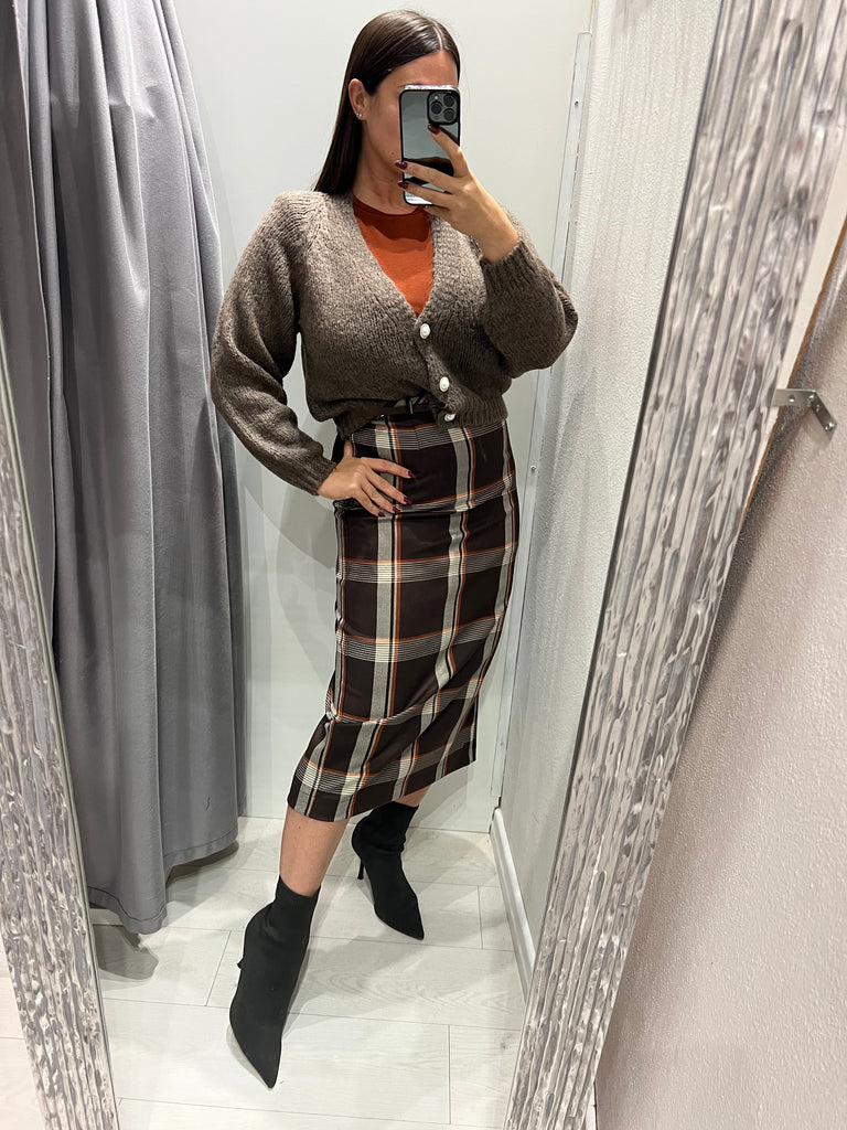 Souvenir•Gonna matita check moro/panna/zucca