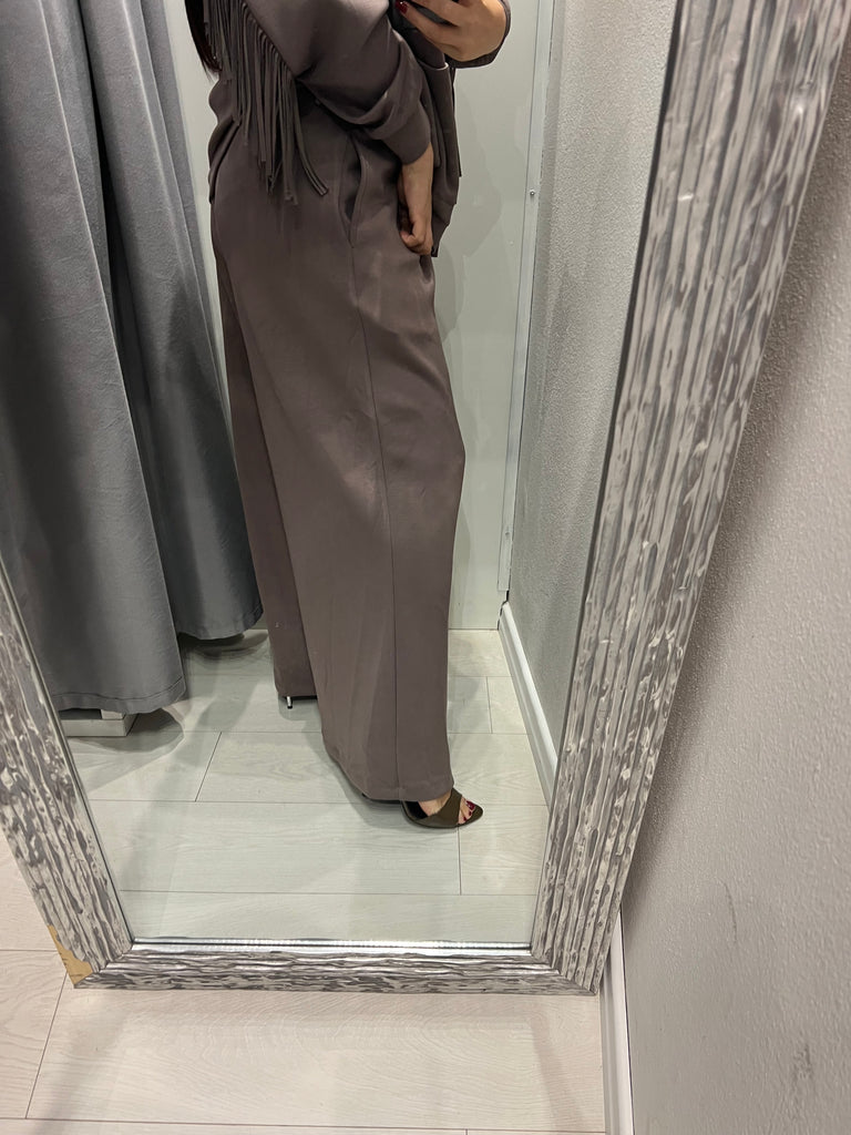 LUMINA•Pantalone palazzo in felpa con coulisse Arizona•Fango