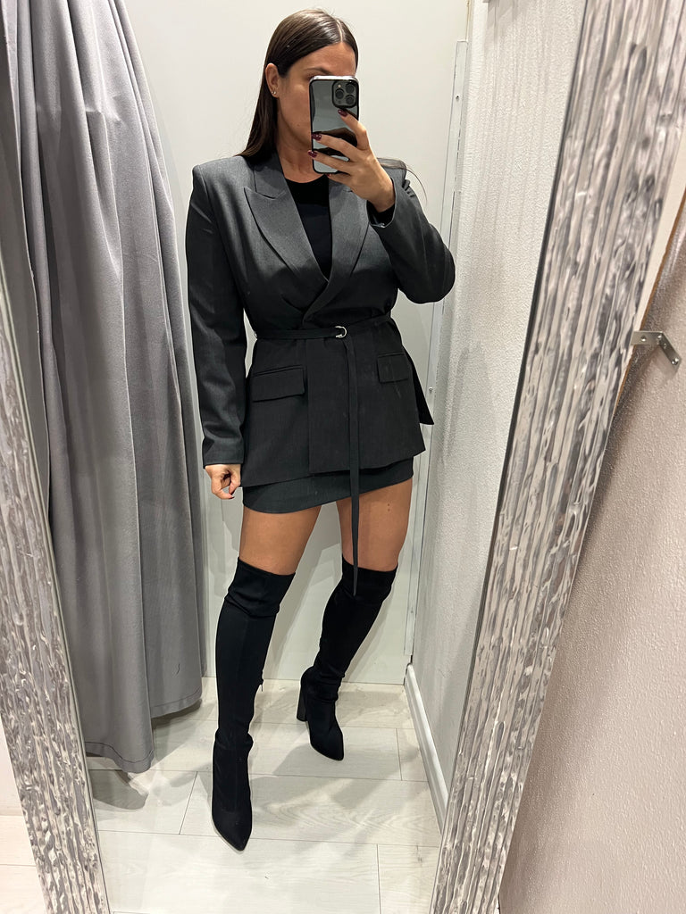 IMPERIAL•Giacca doppiopetto con cinturina grigio Garçon