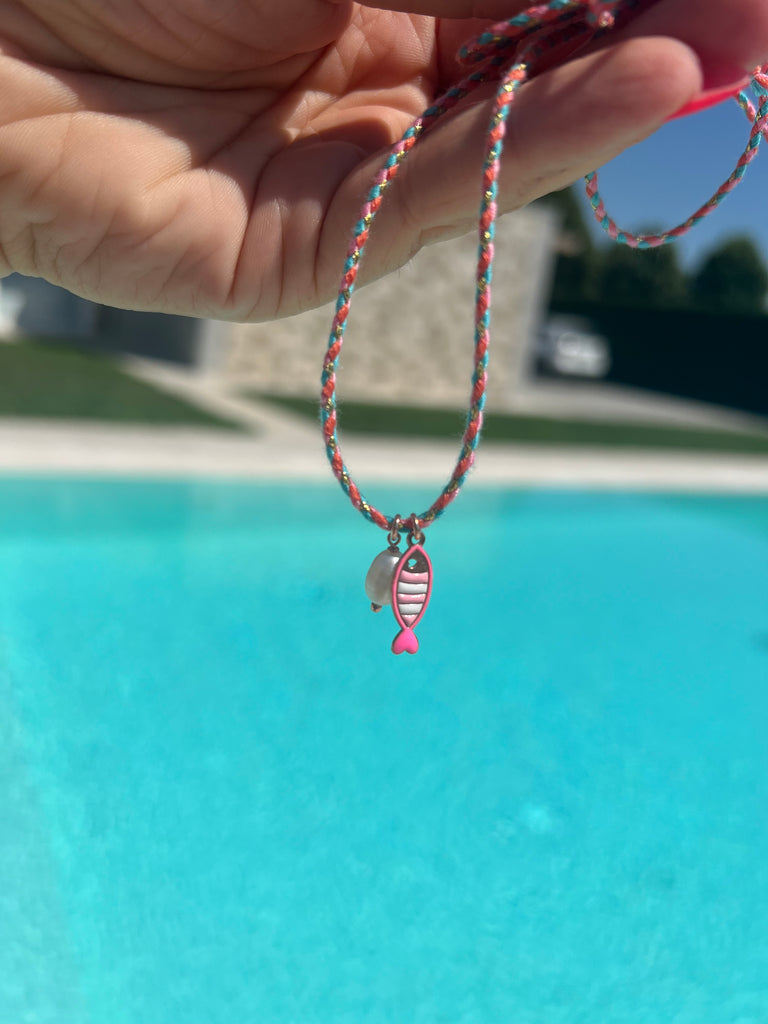 La Vie•Collana chocker/bracciale/cavigliera rosa/turchese/salmone con charm•Scegli il tuo charm!