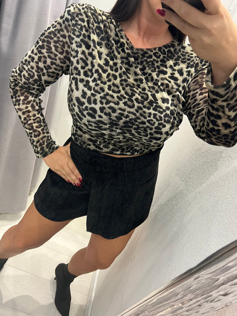 LUMINA•Gonna pantaloncino velluto•Nero