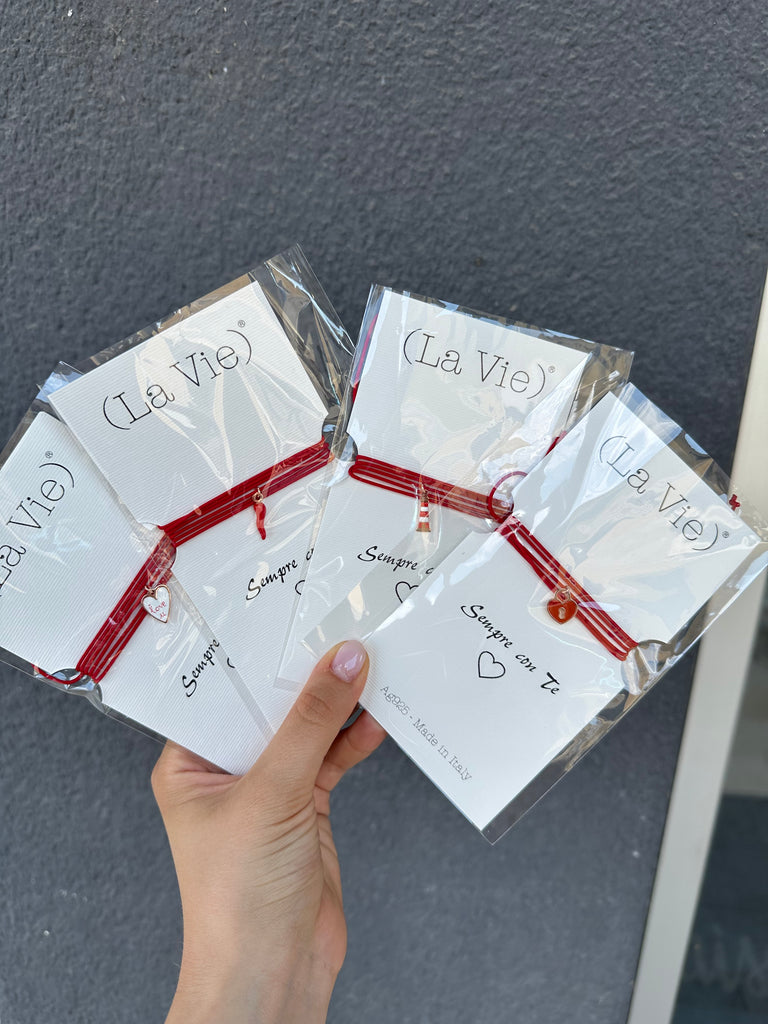 La Vie•Collana chocker/bracciale/cavigliera rosso con charm•Scegli il tuo charm!