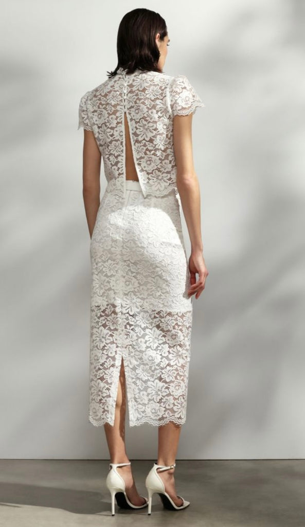 IMPERIAL•Camicetta pizzo manica a sbuffo•Bianco