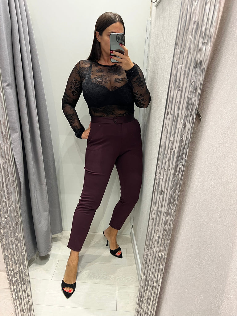 KONTATTO•Maglia nera in pizzo elasticizzato