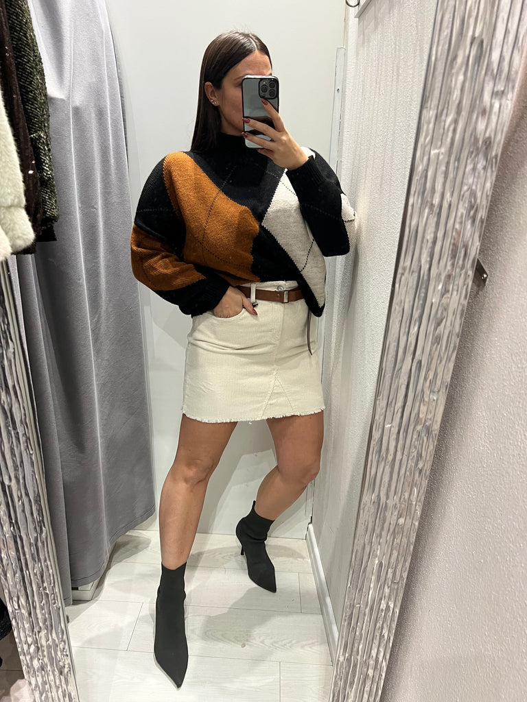 HaveOne•Gonna costina di velluto Burro