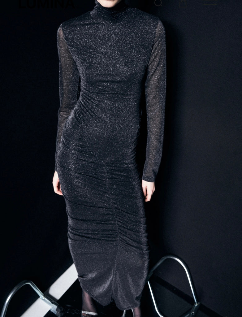 LUMINA•Abito drappeggiato lurex