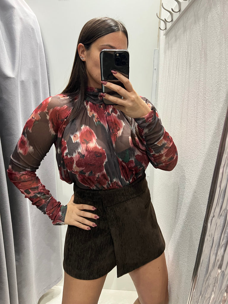 LUMINA•Gonna pantaloncino velluto•Moro