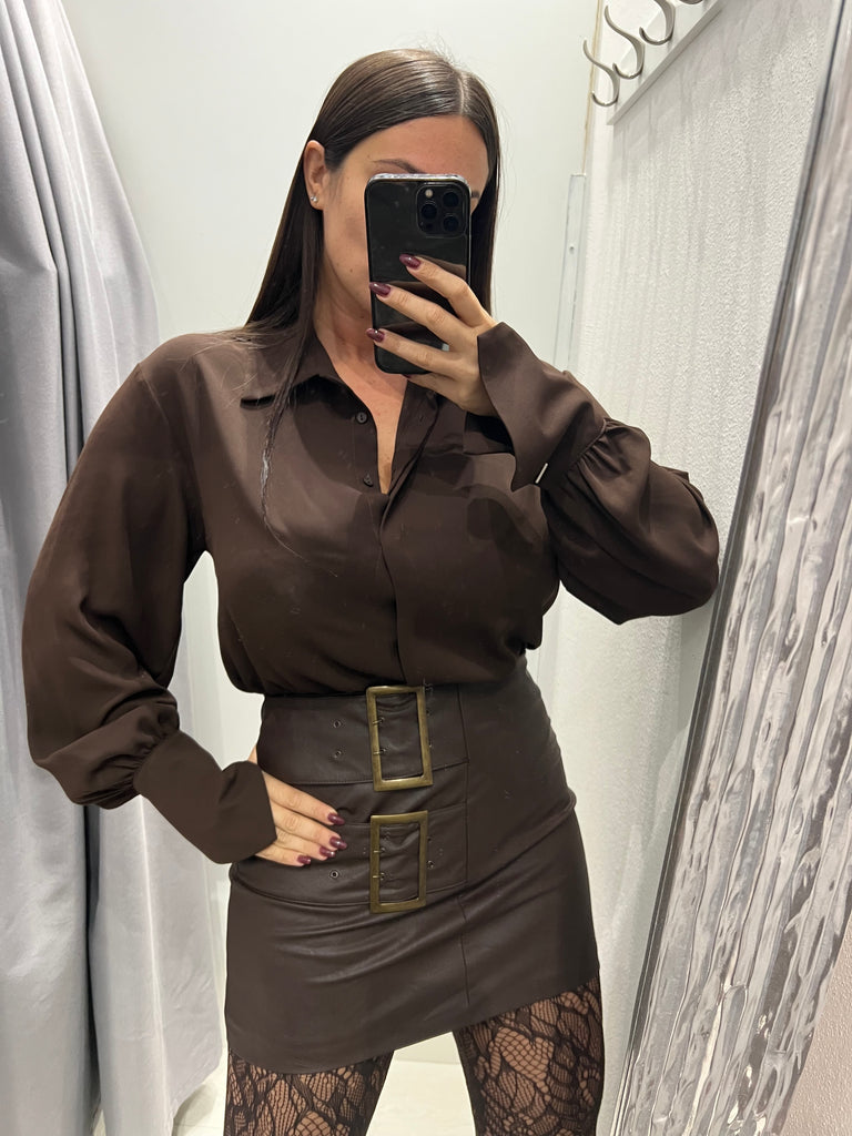 BLK30 HaveOne•Gonna ecopelle moro con fibbie