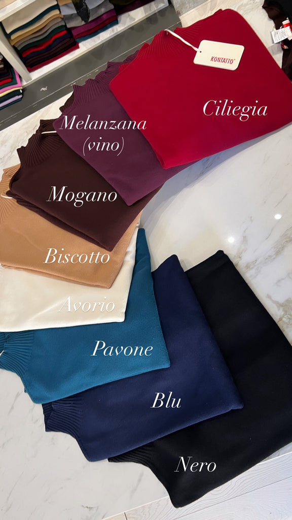 KONTATTO•Lupetto over Tender stondato estremità costine•Più colori