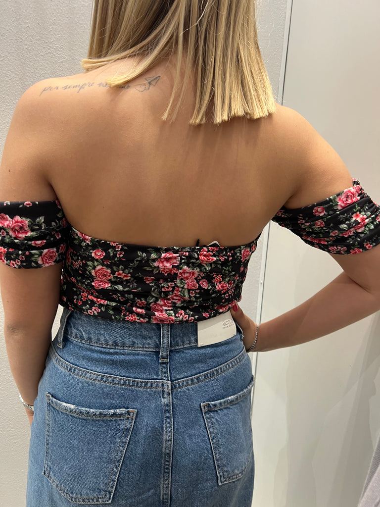 MSS💥ViCOLO•Body fiorellini base nera