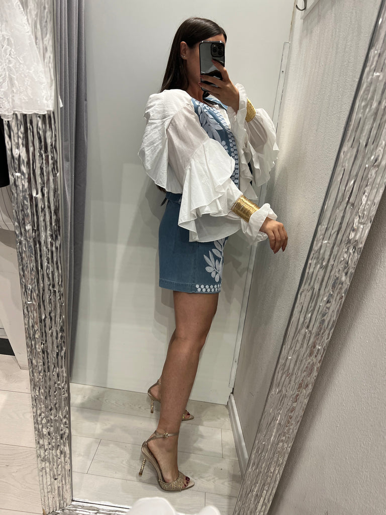 HaveOne•Camicia balze volant•Bianca